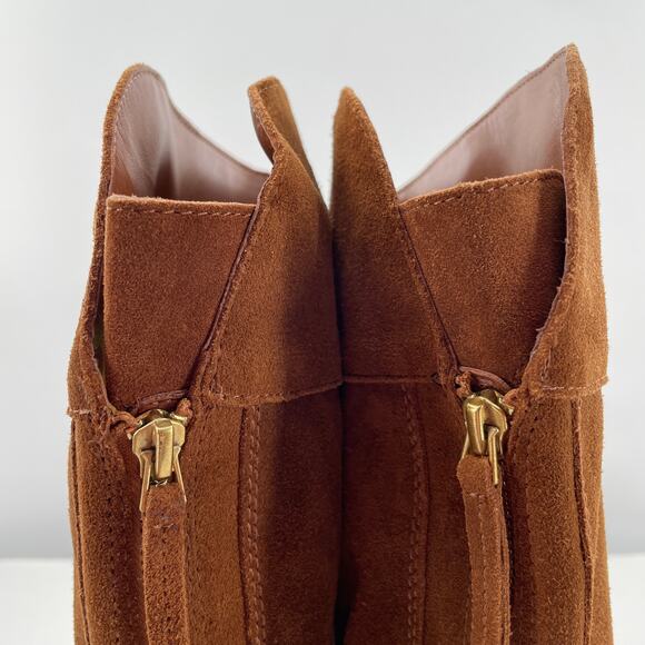 Franco Sarto Christine Brown Suede Tall Back Zip Equestrian Riding Boots 4 WC - Picture 8 of 11